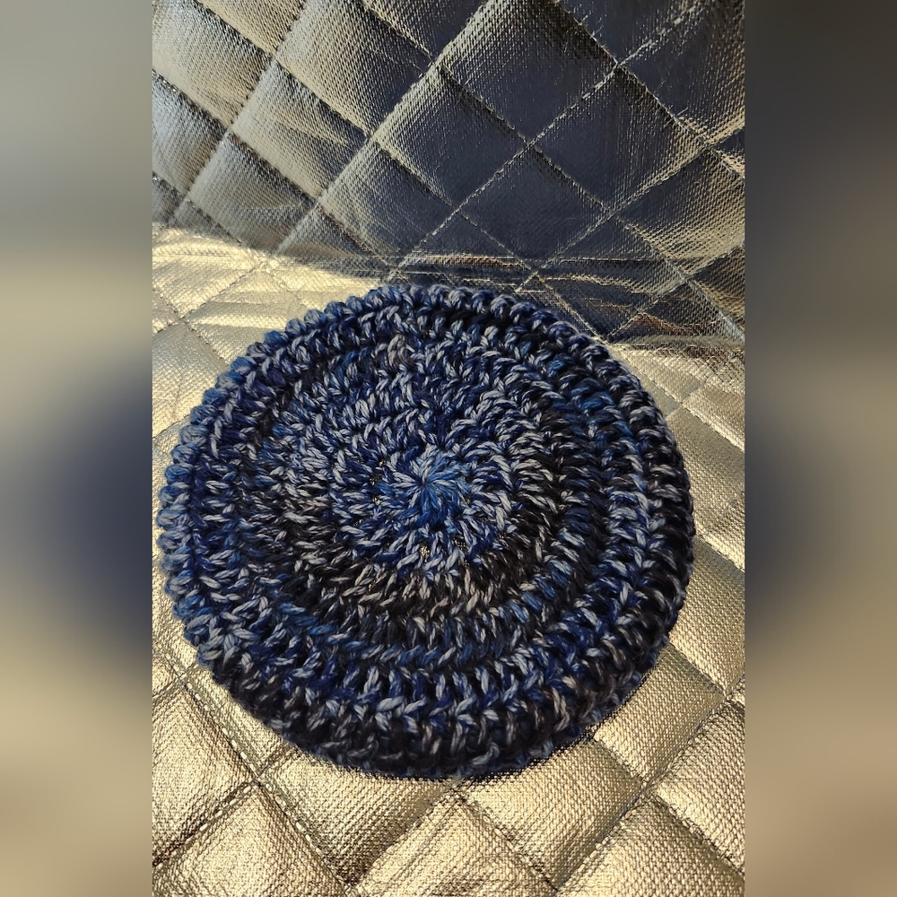 Hand Crafted Crochet Blue Dog Flying Disc Toy